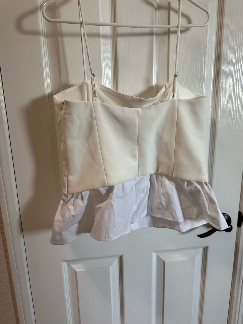 Zara Mixed Poplin Top with a structured white bustier bodice spaghetti straps - Picture 4 of 11